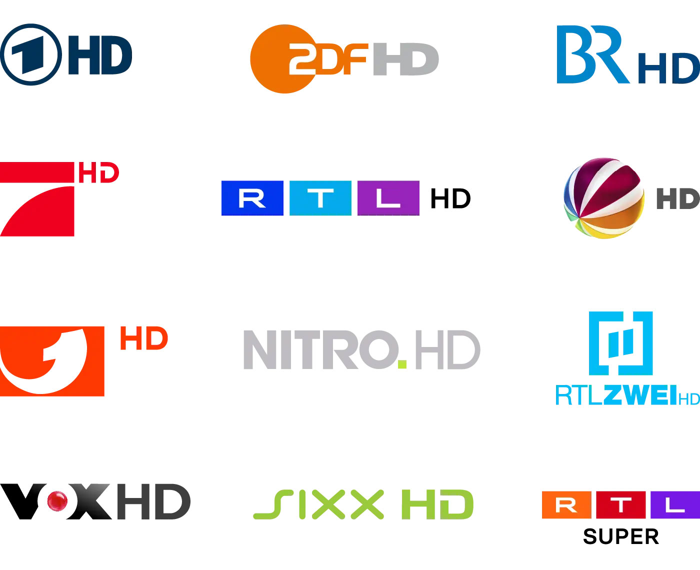 Zusammenstellung verschiedener TV-Sender-Logos in DCC Vision.